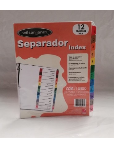 SEPARADOR DE HOJAS ACCO WILSONJONES 12DIV C/1PZ P1348     X/24