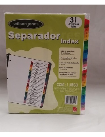 SEPARADOR DE HOJAS ACCO WILSONJONES 31DIV C/1PZ P1366     X/12