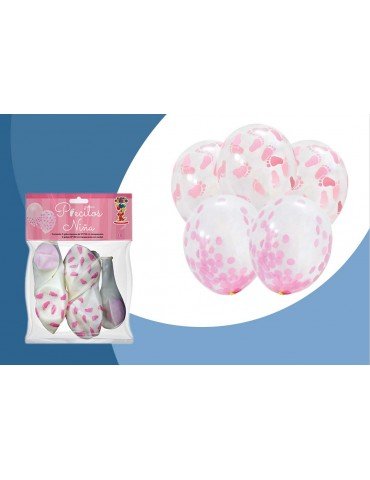 GLOBO IMPRESO 12 PIECITOS NIÑA BLC/5PZ     X/10 ***