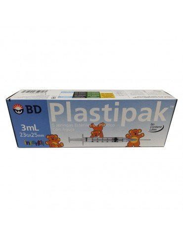 JERINGA PLASTIPAK INFANTIL  3ML AZUL C/5     X/40