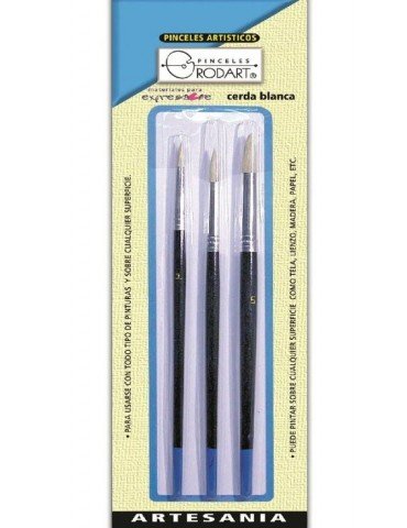 PINCELES RODART AZUL CERDA BLANCA C/3PZ