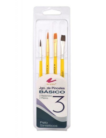 PINCELES RODART BASICO PELO SINTETICO 3 C/4PZ