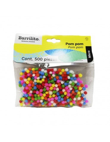 POMPOM BARRILITO MICRO COLORES C/500PZ PP500   S/24    X/72