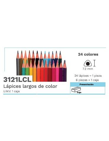 COLORES BARRILITO TRIANGULAR C/24 LARGOS 3121LCL