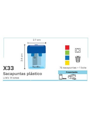 SACAPUNTAS BARRILITO C/DEPOSITO C/75PZ X33   X/6