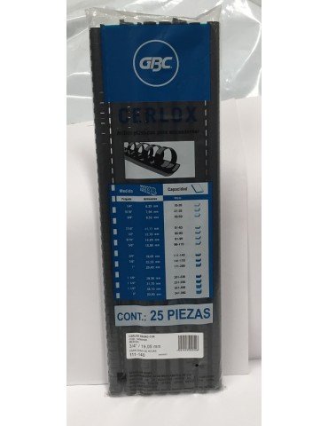 ARILLOS DE PLASTICO ACCO GBC NEGRO  3/4 C/25PZ     X/10