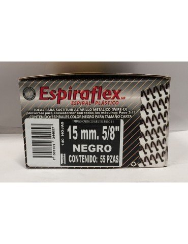 ESPIRAL PLASTICO BOFLEX ESPIRAFLEX NEGRO 15MM 5/8 C/55PZ