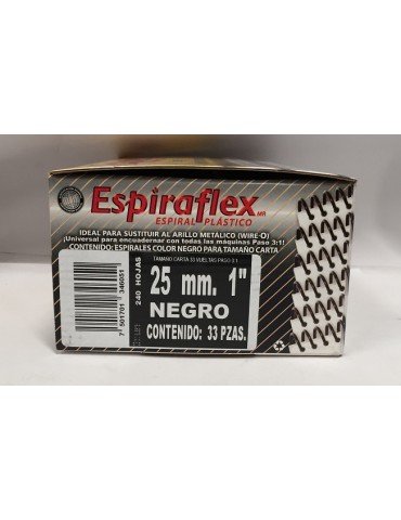 ESPIRAL PLASTICO BOFLEX ESPIRAFLEX NEGRO 25MM 1" C/33PZ