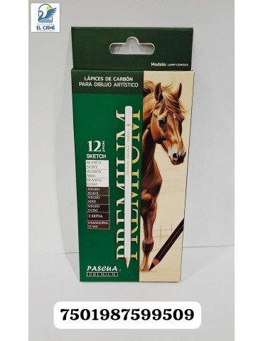 LAPIZ PASCUA ARTISTICO PREMIUM CARBON C/12PZ LAMP-GD012CA