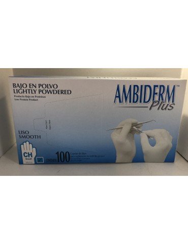 GUANTES AMBIDERM PLUS AZUL CHICO C/100     X/20