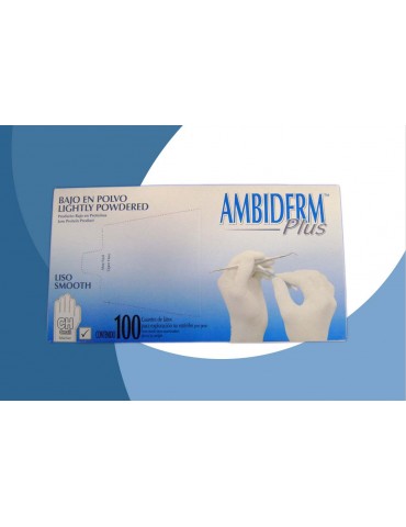 GUANTES AMBIDERM PLUS BLANCO CHICO C/100     X/20