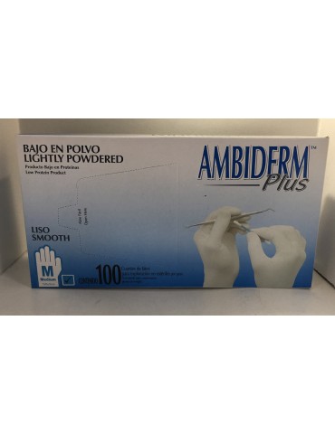 GUANTES AMBIDERM PLUS BLANCO MEDIANO C/100     X/20