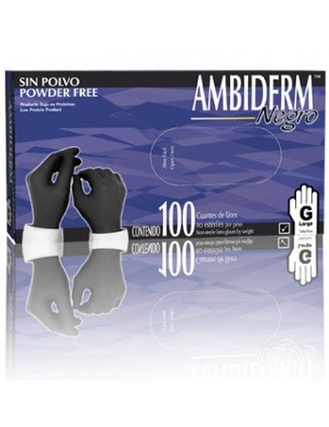 GUANTES AMBIDERM PLUS NEGRO GRANDE C/100     X/20