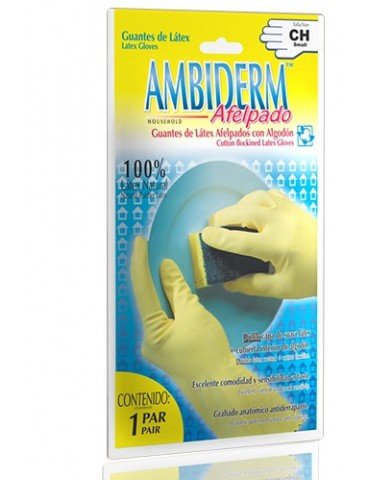 GUANTES AMBIDERM AFELPADO AMARILLO CHICO     X/120