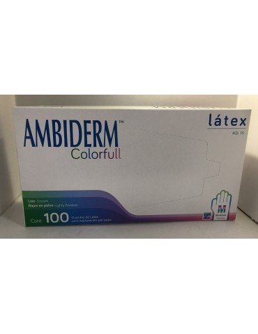 GUANTES AMBIDERM COLORFULL MEDIANO C/100      X/20