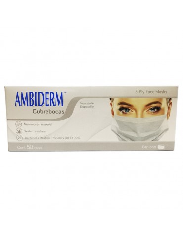 CUBREBOCAS AMBIDERM BLANCO 3PLIEGOS C/50PZ      X/40