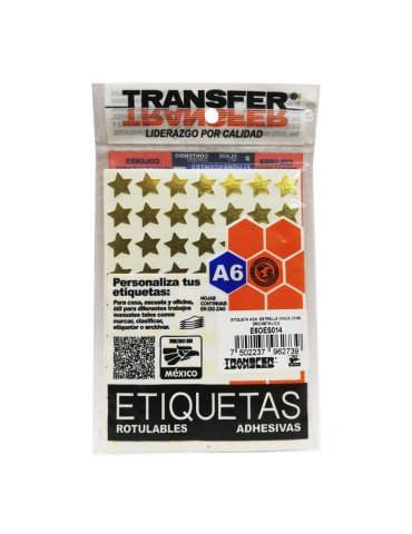 ETIQUETA ADH:TRANSFER ESTRELLA CHICA ORO C/189PZ      X/360