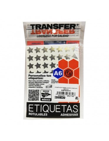 ETIQUETA ADH:TRANSFER ESTRELLA CHICA PLATA C/189PZ      X/360