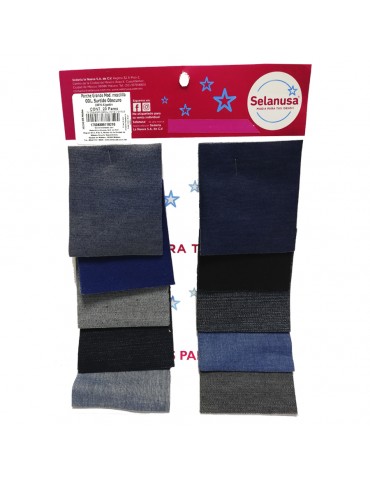 PARCHE PARA ROPA SEDERIA MEZCLILLA SURTIDO OBSCURO C/20