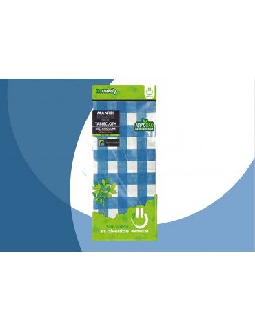 MANTEL PARTY IS ON CUADROS AZULES RECTANGULAR C/1PZ ***