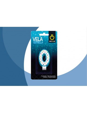 VELA NUMERICA ESTRELLA AZUL 0 BLC/1PZ    X/12