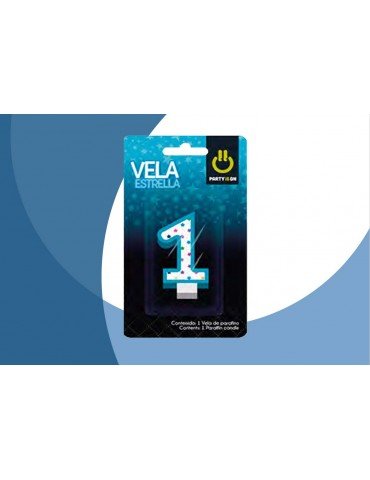 VELA NUMERICA ESTRELLA AZUL 1 BLC/1PZ    X/12