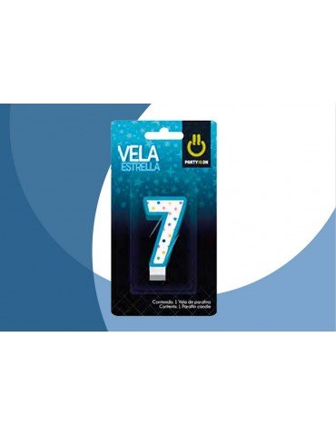 VELA NUMERICA ESTRELLA AZUL 7 BLC/1PZ    X/12