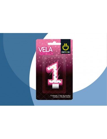 VELA NUMERICA ESTRELLA ROSA 1 BLC/1PZ   X/12