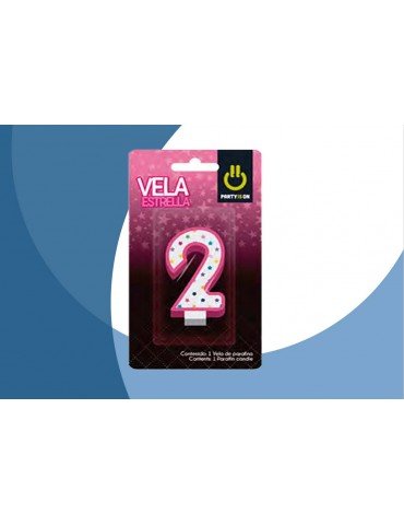 VELA NUMERICA ESTRELLA ROSA 2 BLC/1PZ   X/12