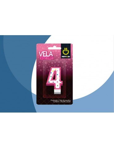 VELA NUMERICA ESTRELLA ROSA 4 BLC/1PZ   X/12