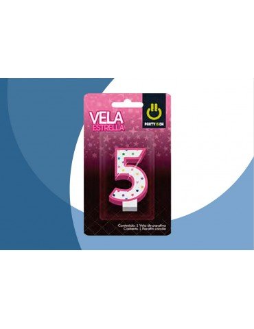 VELA NUMERICA ESTRELLA ROSA 5 BLC/1PZ   X/12