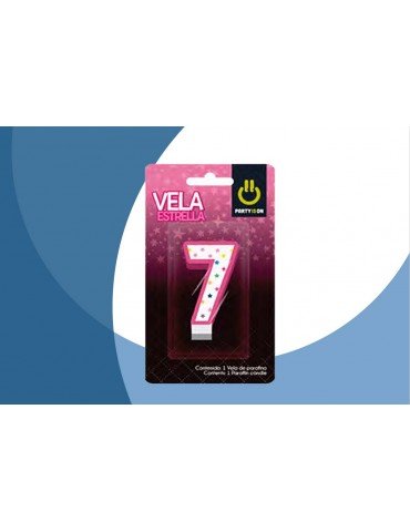 VELA NUMERICA ESTRELLA ROSA 7 BLC/1PZ   X/12