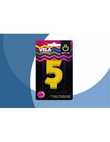 VELA NUMERICA CARAMELO MIX 5 BLC/1PZ    X/12