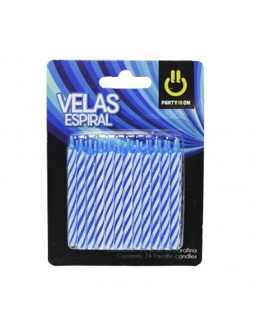 VELAS P/PASTEL ESPIRAL AZUL C/24PZ      X/24
