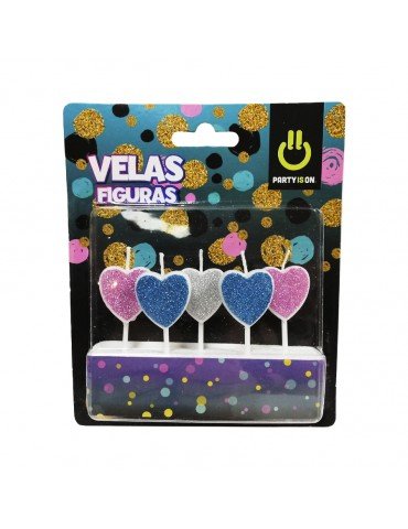 VELAS P/PASTEL CORAZON C/5PZ      X/12 ***