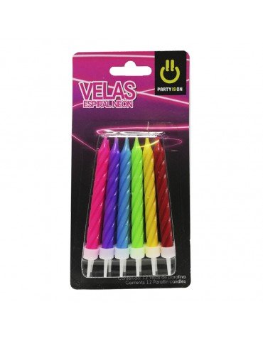 VELAS P/PASTEL ESPIRAL NEON C/24PZ