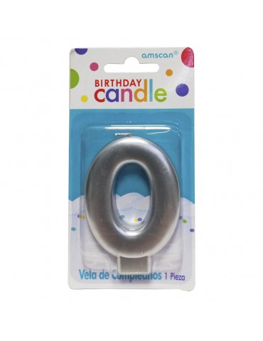 VELA NUMERICA AMSCAN MOLDEADA SILVER 0 BLC/1PZ 7186