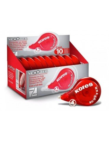 CINTA CORRECTORA KORES SCOOTER ROJO 8M X 42MM C/10PZ   X/10