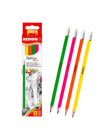 LAPIZ GRAFITO KORES TRIANGULAR NEON C/12PZ       X/144