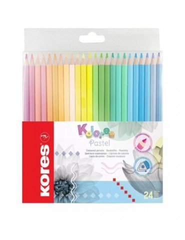 COLORES KORES TRIANGULAR PASTEL C/24LARGOS       X/48