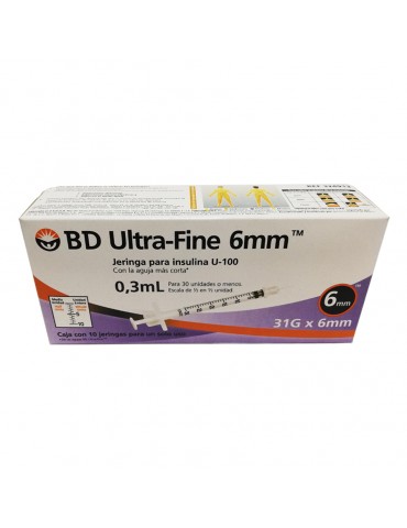 JERINGA BD INSULINA .3ML (6MM) C/10PZ 324913      X/40