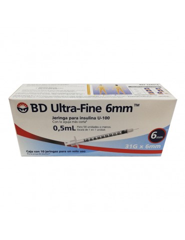 JERINGA BD INSULINA .5ML (6MM) C/10PZ 324914      X/40