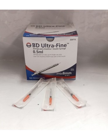 JERINGA BD INSULINA .5ML (8MM) C/100PZ 326713      X/5