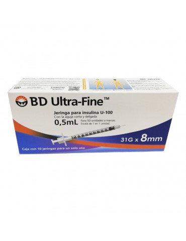 JERINGA BD INSULINA .5ML (8MM) C/10PZ 326779      X/40