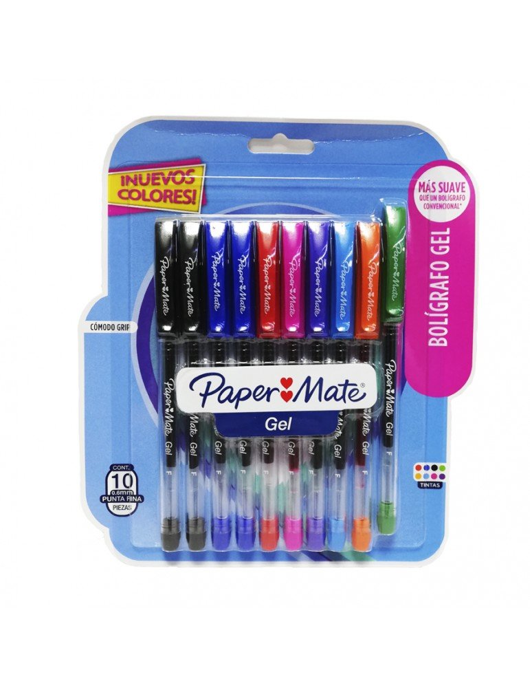 BOL. PAPER MATE GEL FINO SURTIDO C/10PZ 2121506 X/12