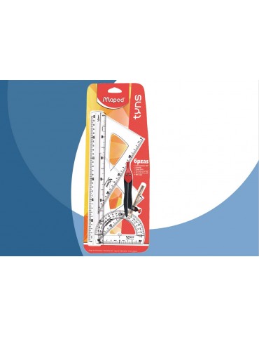 JUEGO GEOMETRICO MAPED TYNS + COMPAS TRENDY 27011