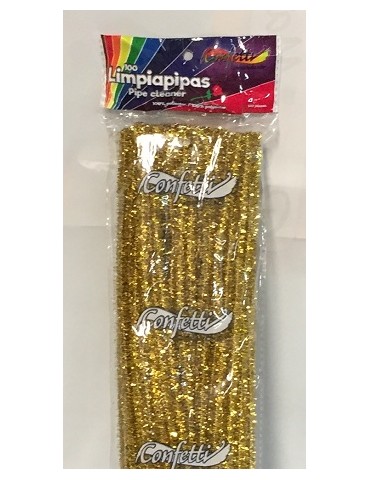 LIMPIA PIPAS CONFETTI ORO METALICO 302 C/100PZ