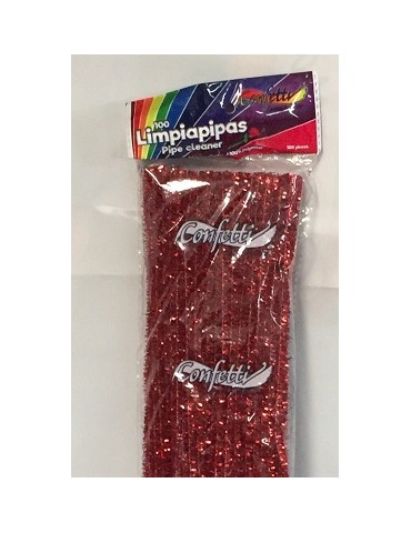 LIMPIA PIPAS CONFETTI ROJO METALICO 307 C/100PZ