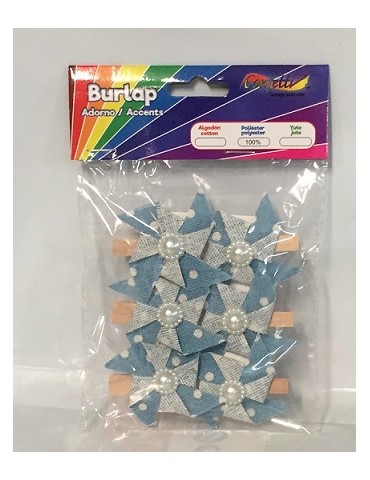 KIT ADORNO BURLAP CONFETTI REHILETE AZUL GY-1012 C/6PZ