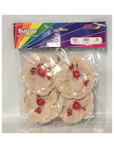 KIT ADORNO BURLAP CONFETTI FLOR GY-391 C/4PZ